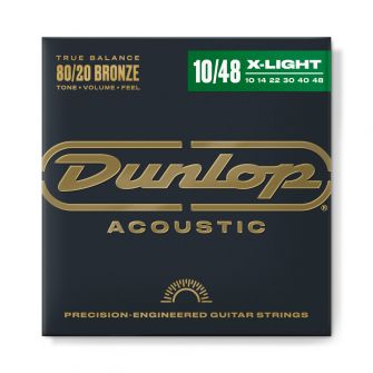 Dunlop 10-48 akustisen kitaran 80/20 pronssikielet.